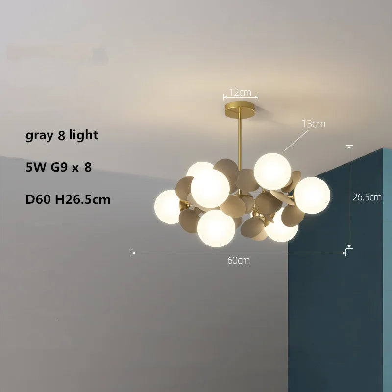 Colourful acrylic glass globe LED chandelier for children - vue 16 sur 24