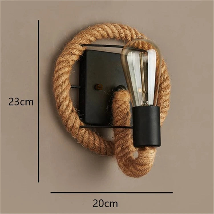 Industrial vintage hemp rope wall light - vue 8 sur 8