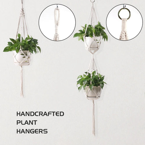 macrame hanging basket for plants crafts home decor - vue 3 sur 18