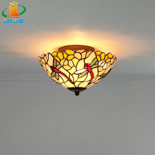 European retro glass ceiling light for chic lighting - vue 10 sur 9