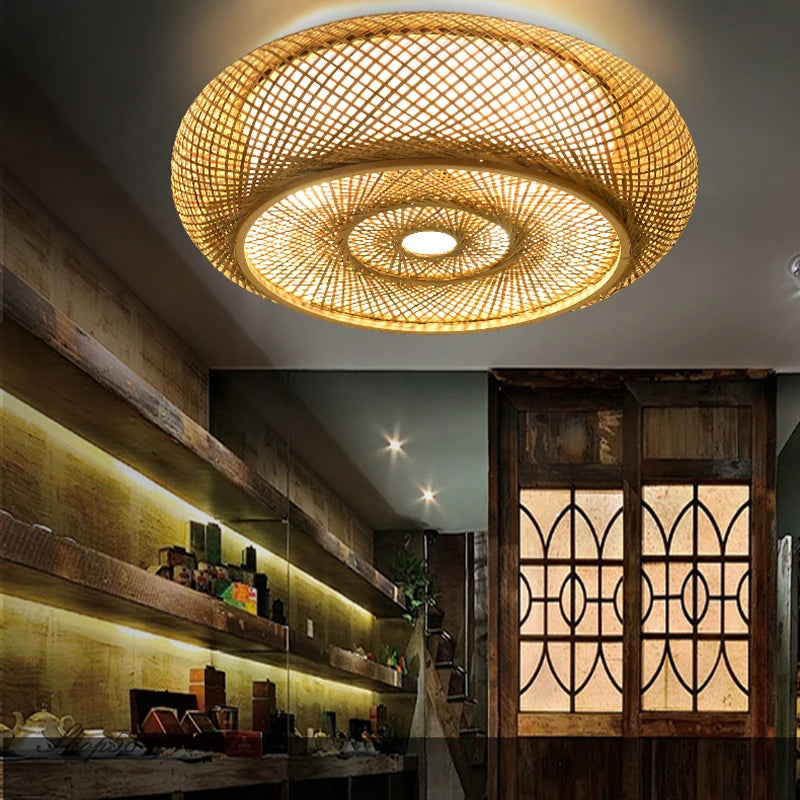 Handmade bamboo pendant light decorative Chinese style - vue 3 sur 12