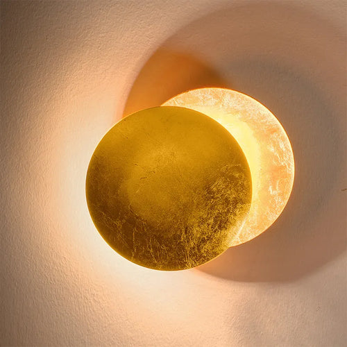 Round gold copper moon eclipse LED wall light - vue 2 sur 11