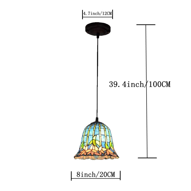 Antique European water lily Tiffany chandelier for restaurant and bar