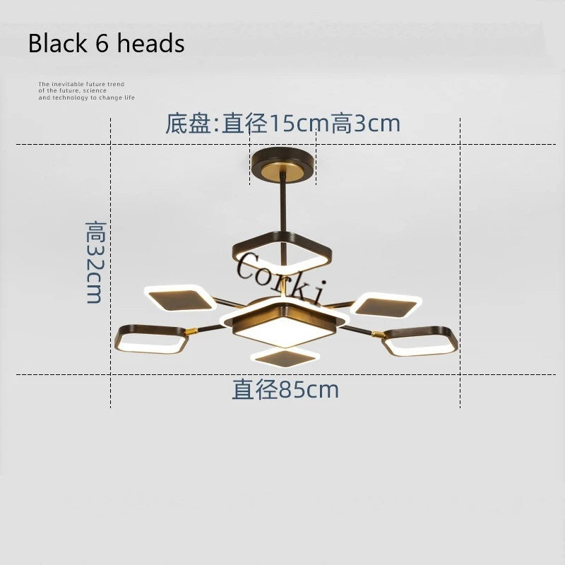 modern square led chandelier with dimmable intensity - vue 10 sur 12