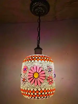 Retro vintage bohemian style Turkish mosaic LED pendant light - vue 9 sur 14