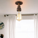 Retro industrial iron pipe ceiling light, vintage E27 surface mounted loft fixture