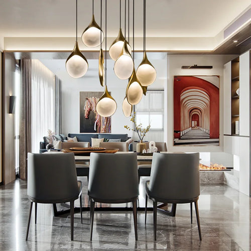 modern spoon-shaped pendant light for retro decoration - vue 4 sur 7