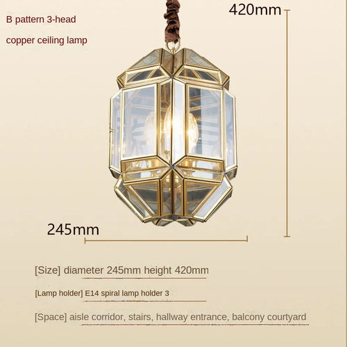 Vintage glass pendant light for indoor and outdoor use - vue 8 sur 7
