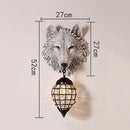 Vintage resin wolf wall light with LED
