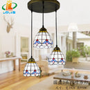 Modern tiffany table lamp with three-level decorative dome lighting