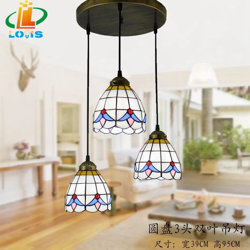 Modern tiffany table lamp with three-level decorative dome lighting - vue 3 sur 10