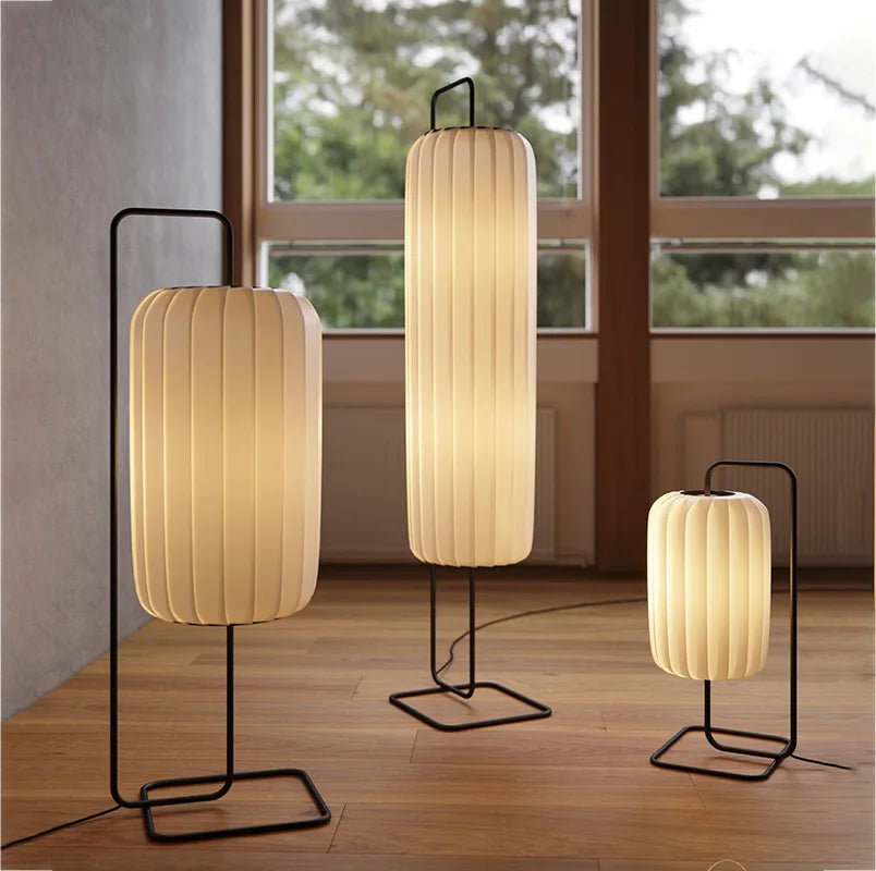 Artistic silk floor lamp for modern interiors