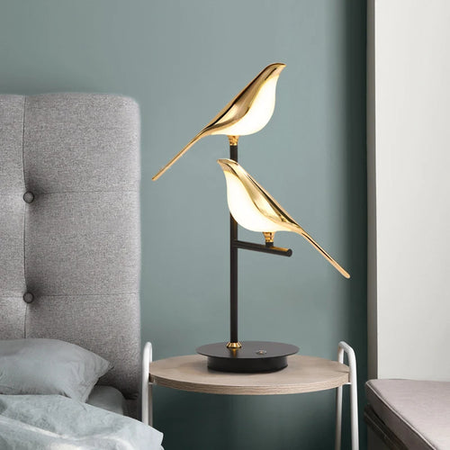 Nomi LED floor lamp postmodern bird golden electroplated luxury reading light - vue 3 sur 16