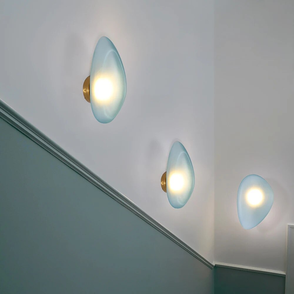 Modern nordic LED wall light pebble design for bedroom and staircase - vue 5 sur 21