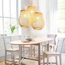 Modern wood and bamboo pendant light with decorative bird design