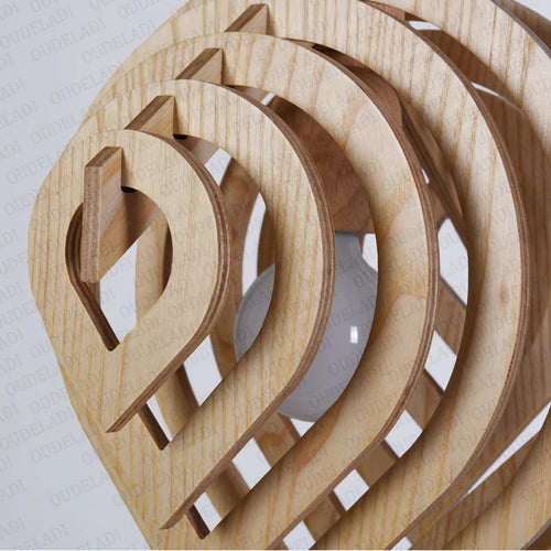 Modern wood pendant light nordic water drop style decorative ideal for lofts - vue 4 sur 11