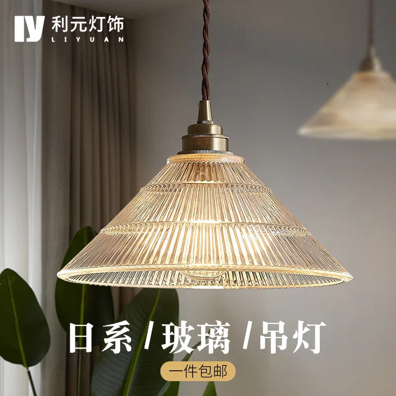 Nordic brass and glass pendant light retro American style