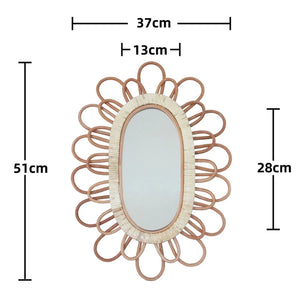 rattan hanging wall mirror for convenient makeup