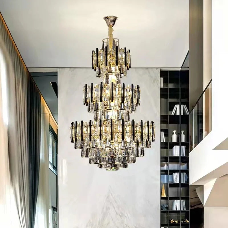 Luxury crystal chandelier for staircases and hotel lobbies - vue 3 sur 11