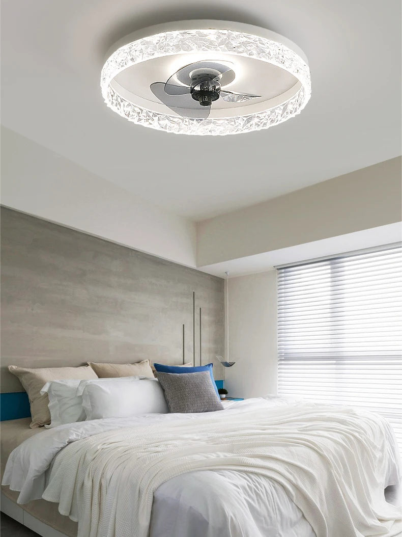 Modern LED ceiling light with fan and 3 brightness levels