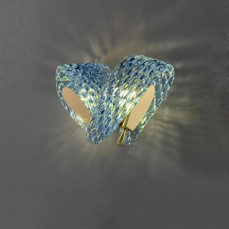 Artistic copper glass LED wall light