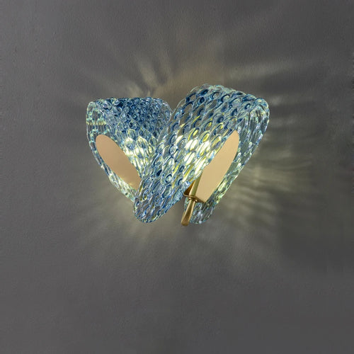 Art deco copper and blue glass wall light with elegant design - vue 5 sur 14