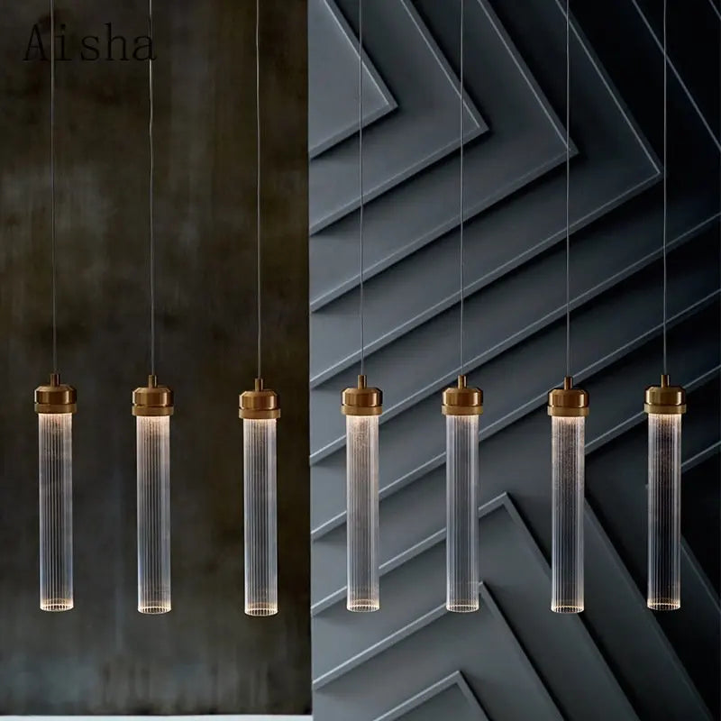 Post-modern clear striped glass pendant light nordic design