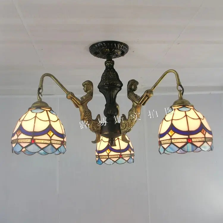 Mediterranean Tiffany mermaid chandelier for creative interiors - vue 11 sur 17