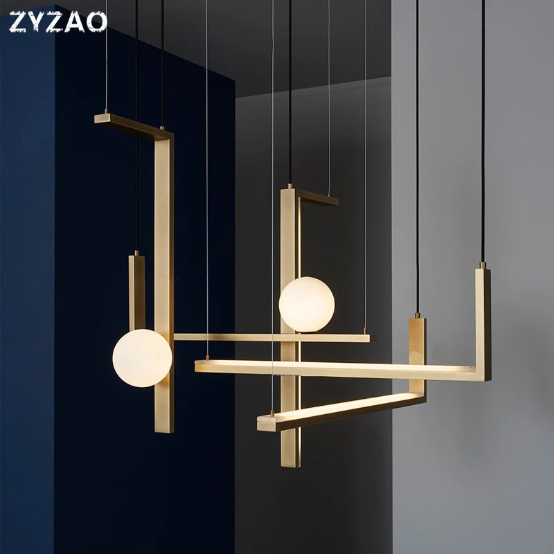 Modern iron and glass pendant light for interior decoration
