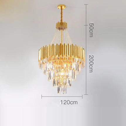 Art deco crystal chandelier in stainless steel with LED lighting
