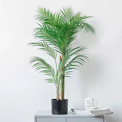 Set of 2 large artificial tropical palm plants for indoor decoration - vue 2 sur 14