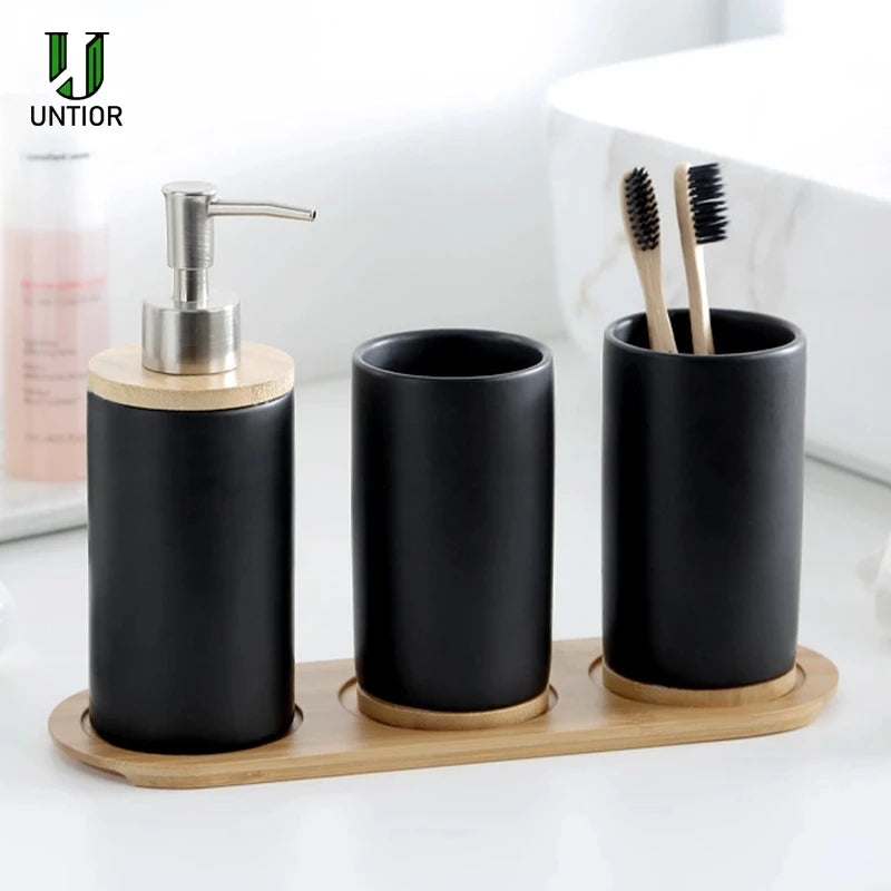 designer three-piece ceramic bathroom accessory set