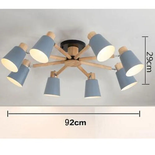 Simple modern solid wood Nordic chandelier - vue 15 sur 18