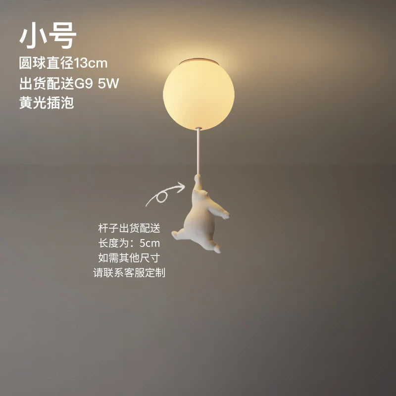 Animated bear LED ceiling light for children's bedrooms and living room decor - vue 9 sur 20