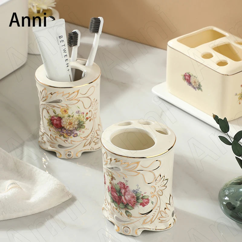 Modern ceramic toothbrush holder for bathroom