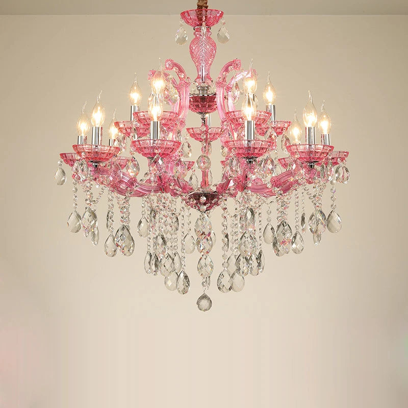 Modern iron and glass crystal art deco chandelier pendant light - vue 4 sur 9