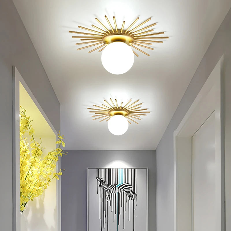 Luxury gold lotus leaf ceiling light
