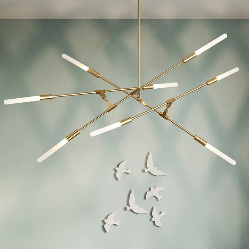 Modern multi-head iron design chandelier for contemporary lighting - vue 5 sur 6