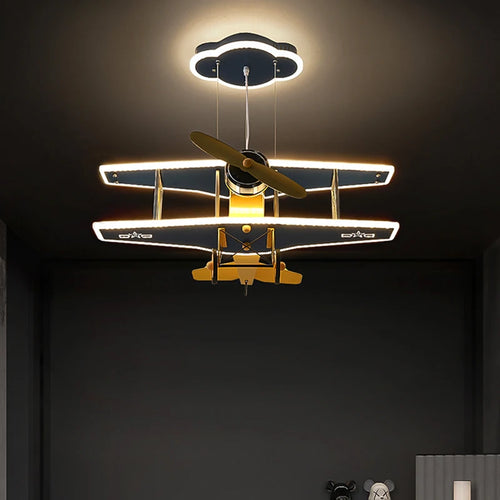 Modern children's bedroom LED airplane chandelier - vue 5 sur 6