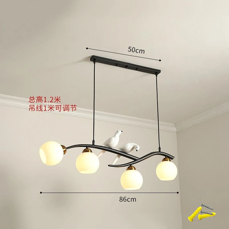 Nordic bird lamp modern chandelier with glass LED shade - vue 9 sur 14