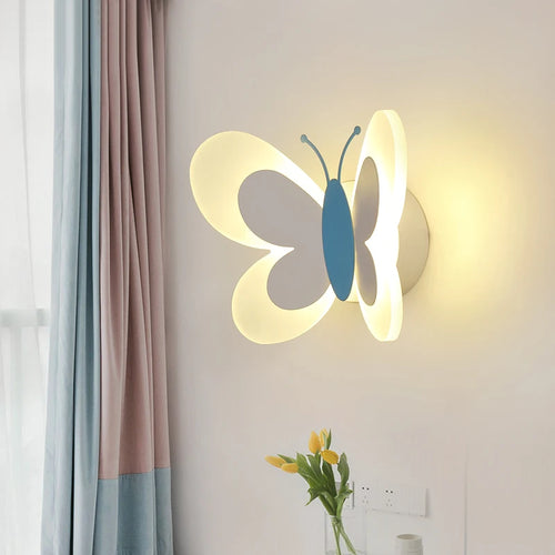 Creative cartoon butterfly LED wall light for children - vue 3 sur 14