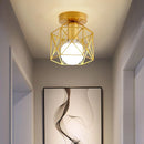 Retro gold metal LED ceiling light for balcony and hallway