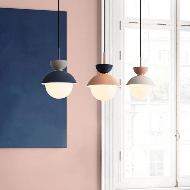 Creative pendant light with glass shade and long cable