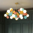 Colourful acrylic glass globe LED chandelier for children