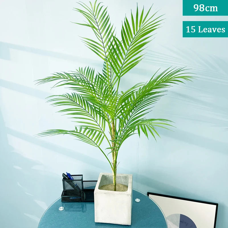 Artificial tropical palm tree with monstera leaves garden decoration - vue 4 sur 12