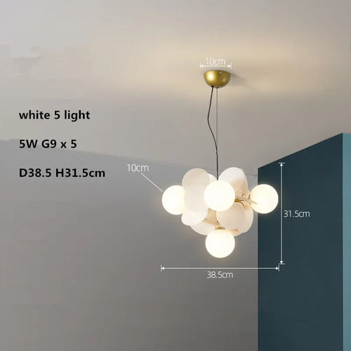 Colourful acrylic glass globe LED chandelier for children - vue 9 sur 24