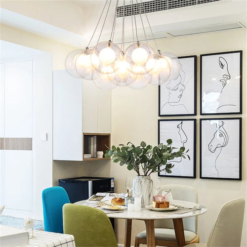 Modern glass LED pendant light for bar or restaurant - vue 3 sur 13