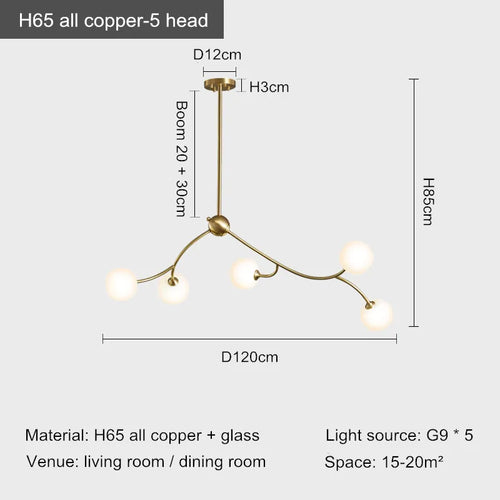 Designer copper restaurant chandelier with modern ambiance for interiors - vue 10 sur 10