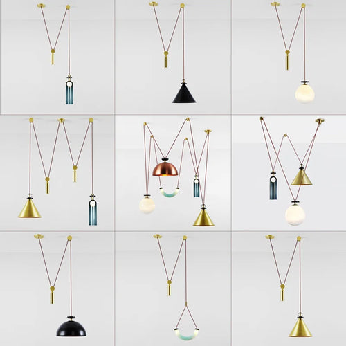 Glass and metal pendant light for modern interior decor - vue 7 sur 25