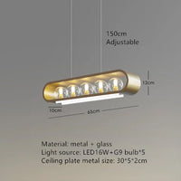 Contemporary clear glass chandelier with adjustable cord